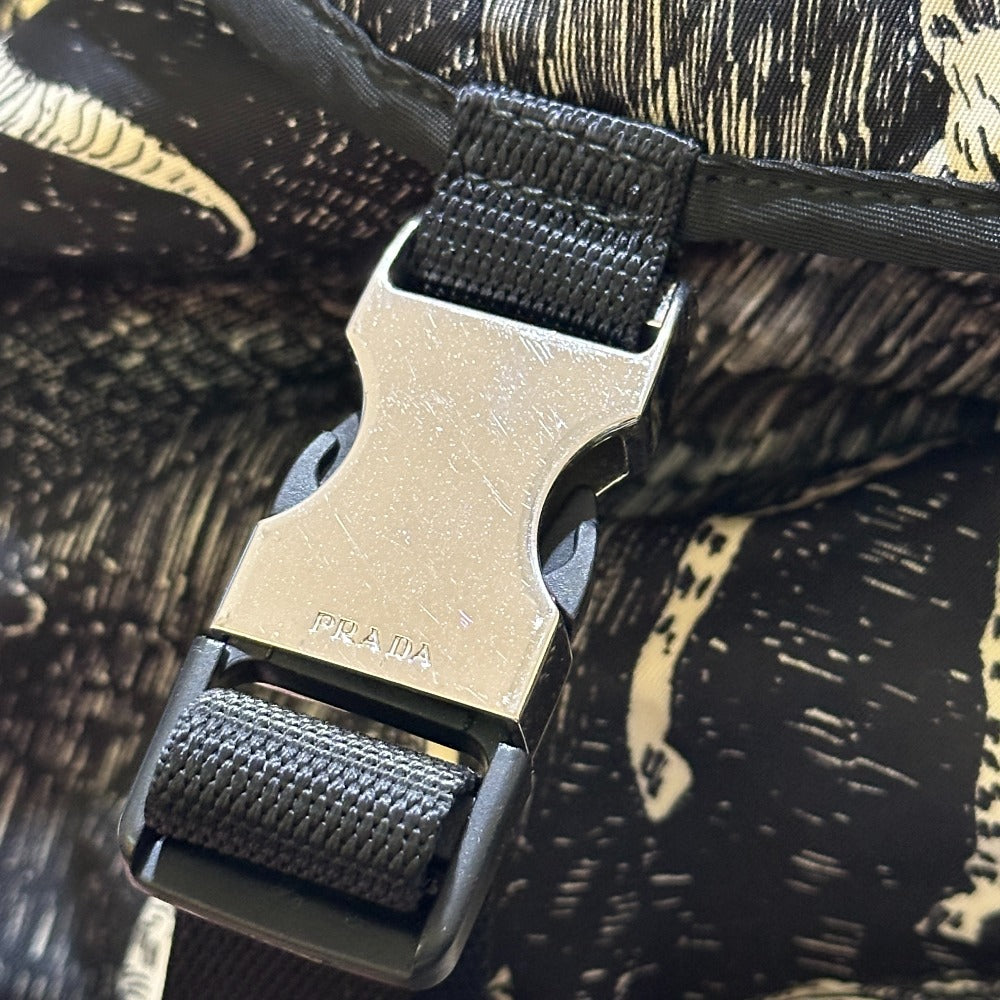 PRADA 2VZ135 アニマル総柄 バックパック カバン バッグ リュックサック ナイロン ユニセックス ブラック