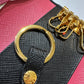 PRADA 1PG004 Logo Multicolor Key Ring 4-Ring Key Case in Saffiano Leather, Women's, Black and Pink