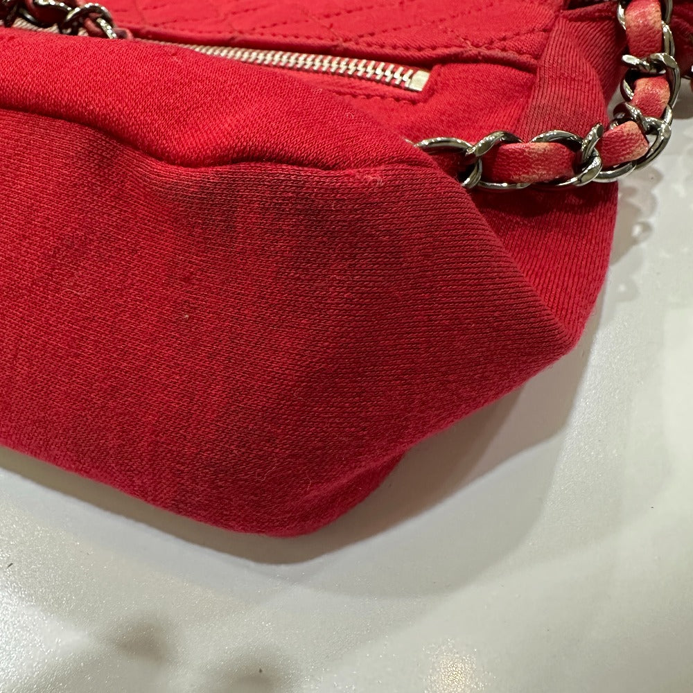 CHANEL ポシェット CC ココマーク マトラッセ キルティング カバン 斜め掛け ショルダーバッグ コットン レディース レッド