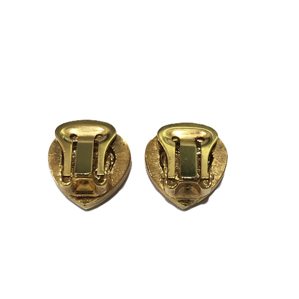 CELINE Vintage Logo Heart Accessory Fashion Jewelry Clip-on Earrings Metal Women's Gold