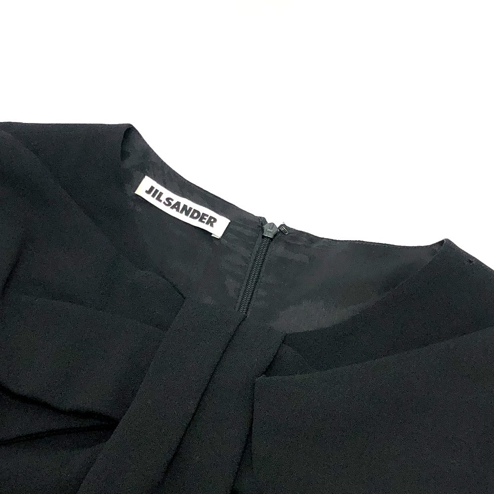 JIL SANDER リボンモチーフ アパレル タイト ドレス ひざ下 ノースリーブ ワンピース ウール レディース ブラック