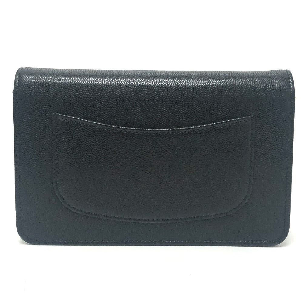 CHANEL AP4653 長財布 メティエダール コレクション ココマーク グレインド シャイニー チェーンウォレット ショルダーバッグ カーフスキン レディース ブラック