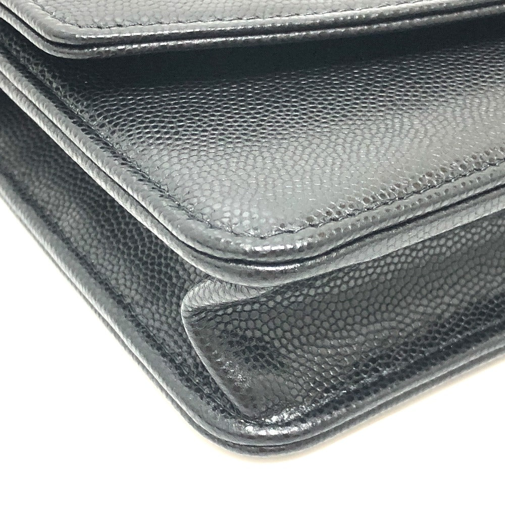 CHANEL AP4653 長財布 メティエダール コレクション ココマーク グレインド シャイニー チェーンウォレット ショルダーバッグ カーフスキン レディース ブラック