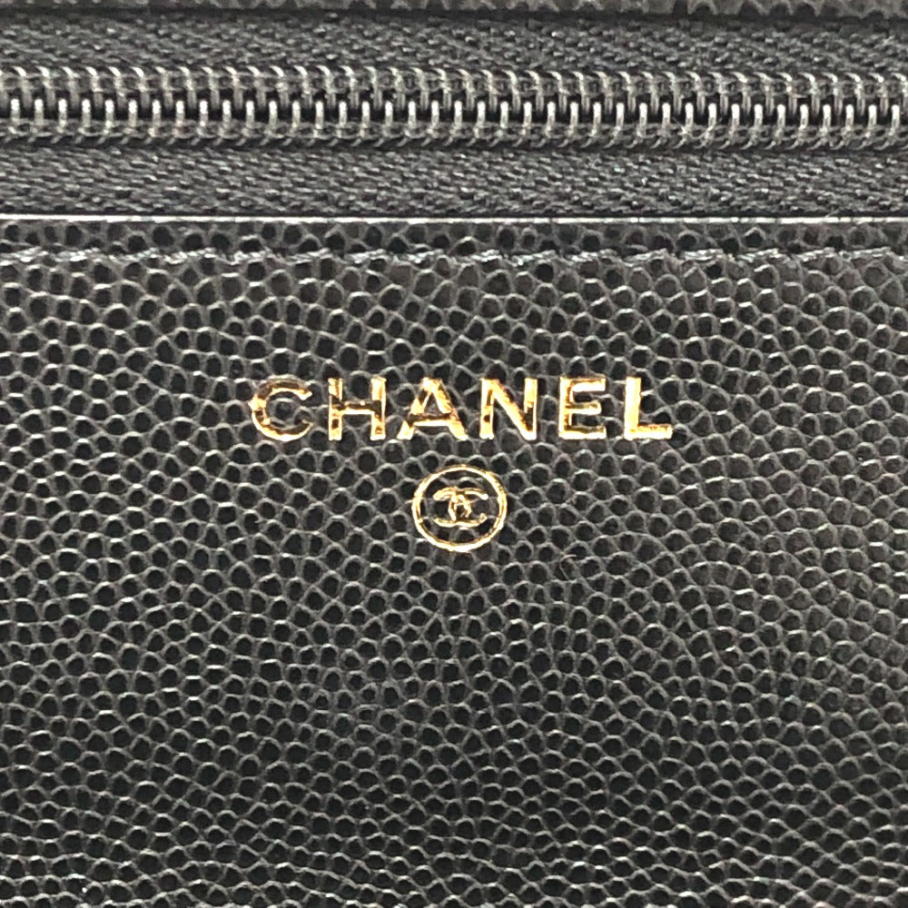 CHANEL AP4653 長財布 メティエダール コレクション ココマーク グレインド シャイニー チェーンウォレット ショルダーバッグ カーフスキン レディース ブラック
