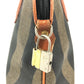 FENDI Vintage Pecan Striped Handbag in PVC and Leather, Unisex, Brown
