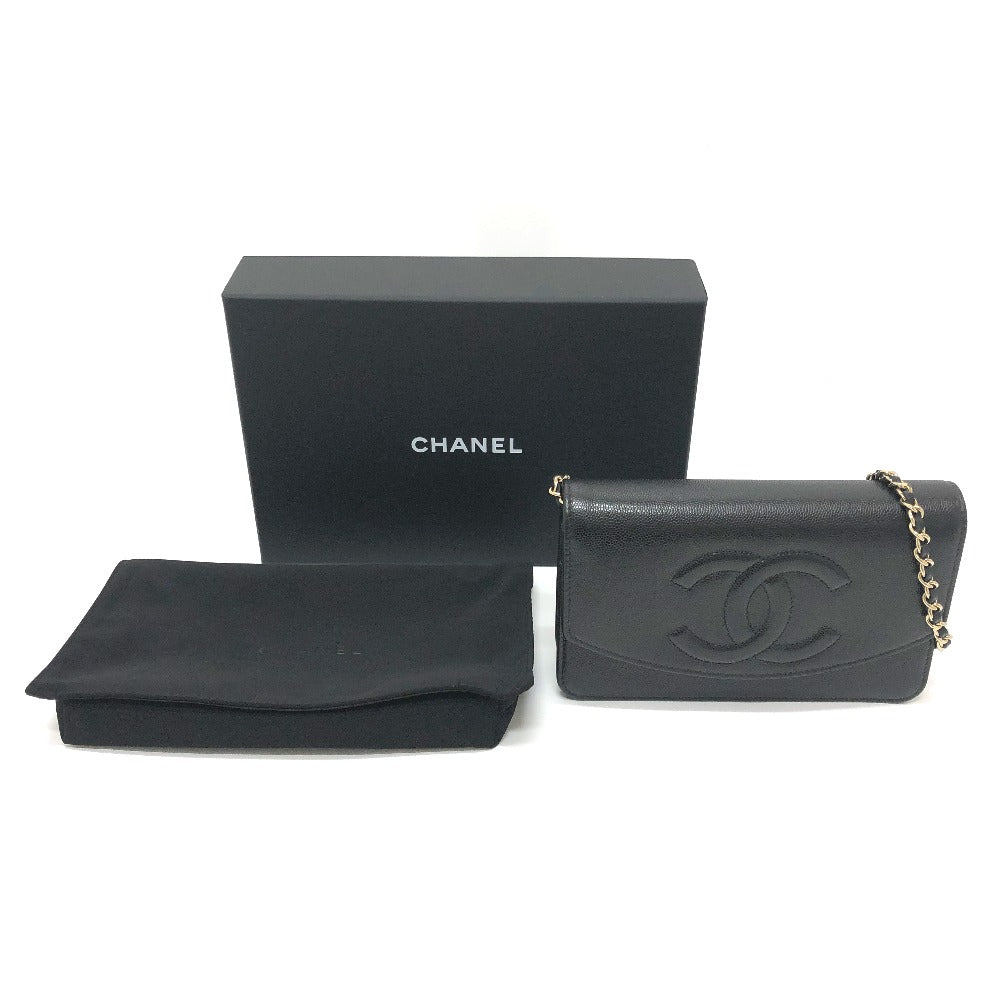 CHANEL AP4653 長財布 メティエダール コレクション ココマーク グレインド シャイニー チェーンウォレット ショルダーバッグ カーフスキン レディース ブラック