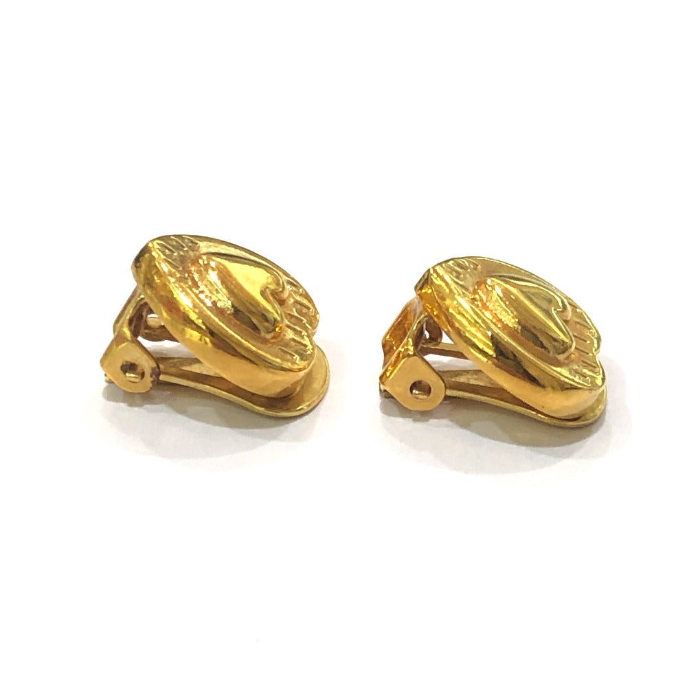 CELINE Vintage Logo Heart Accessory Fashion Jewelry Clip-on Earrings Metal Women's Gold
