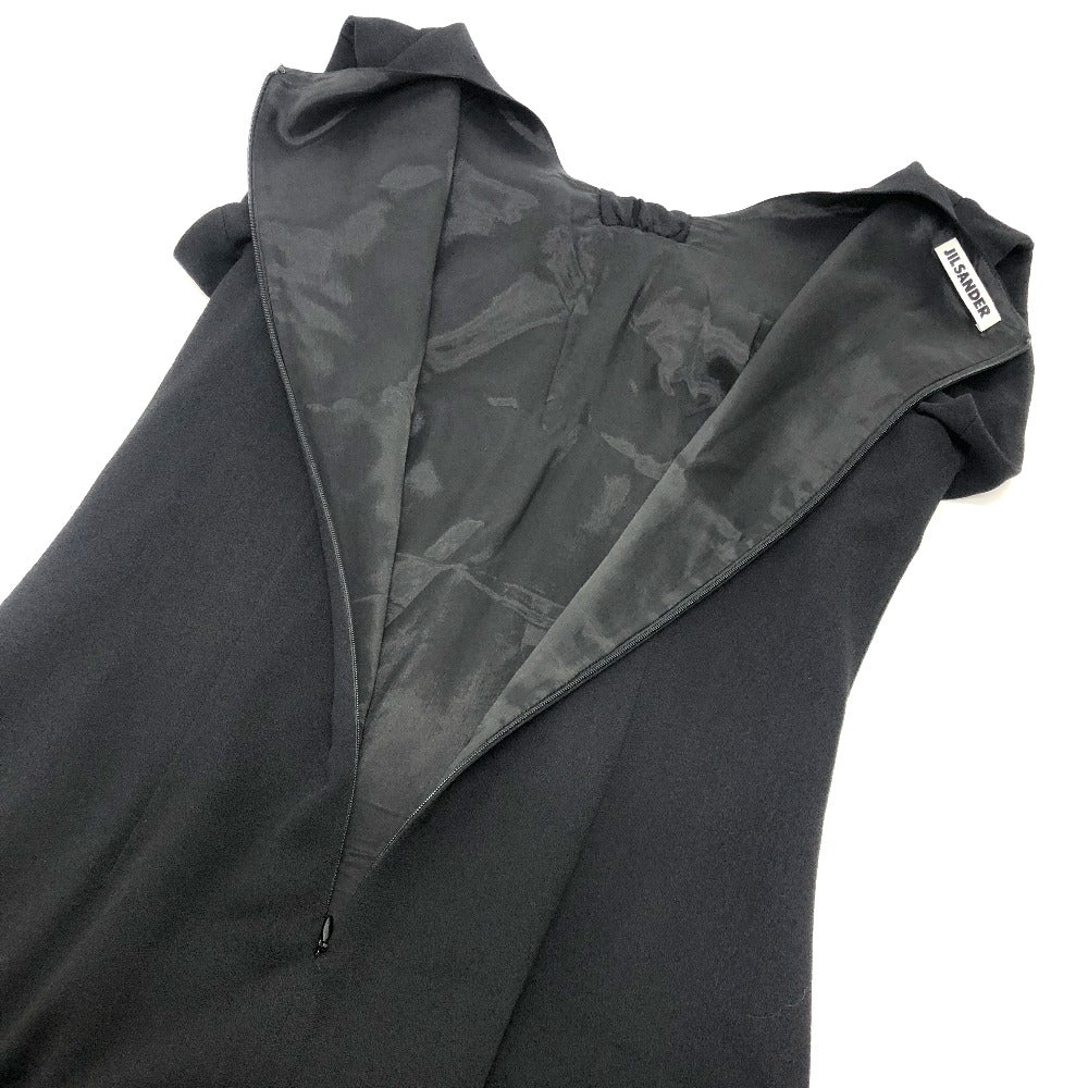 JIL SANDER リボンモチーフ アパレル タイト ドレス ひざ下 ノースリーブ ワンピース ウール レディース ブラック