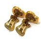 CELINE Vintage Logo Heart Accessory Fashion Jewelry Clip-on Earrings Metal Women's Gold