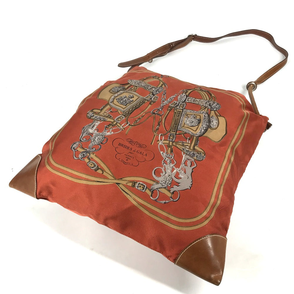 HERMES シルキーシティPM カバン ポーチ付き 斜め掛け 肩掛け ショルダーバッグ シルク レディース オレンジ