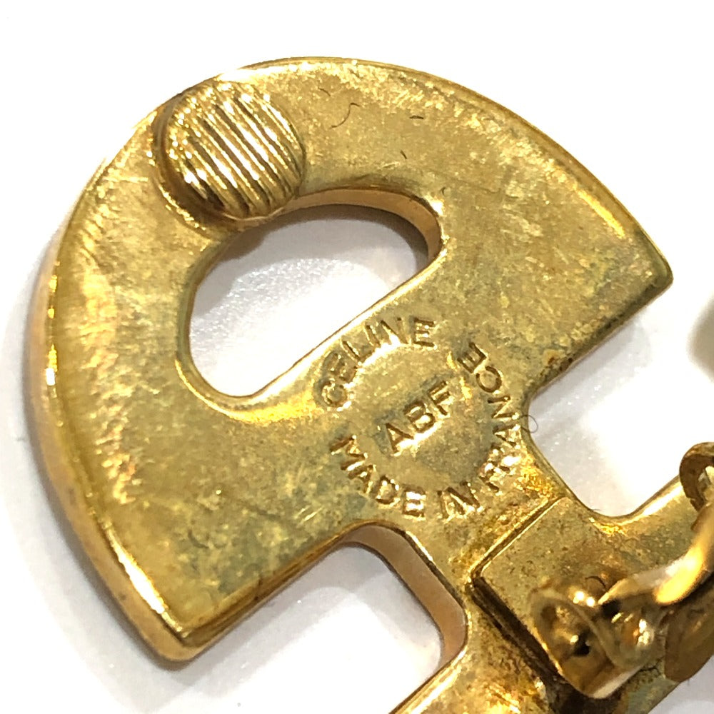 CELINE Vintage Logo Accessories Fashion Jewelry Clip-on Earrings Metal Women's Gold
