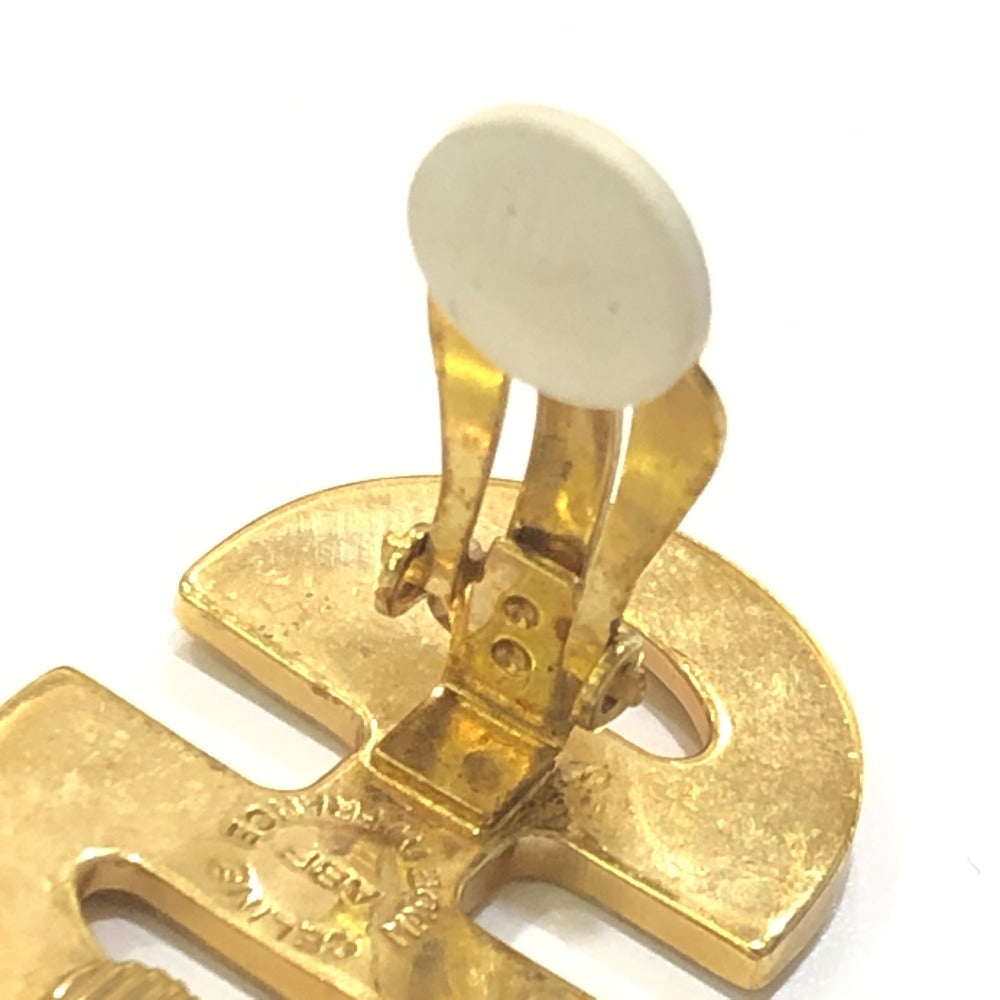 CELINE Vintage Logo Accessories Fashion Jewelry Clip-on Earrings Metal Women's Gold