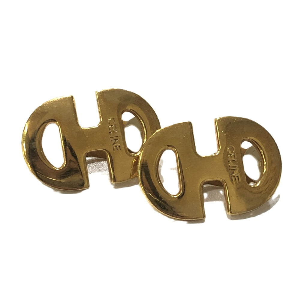CELINE Vintage Logo Accessories Fashion Jewelry Clip-on Earrings Metal Women's Gold