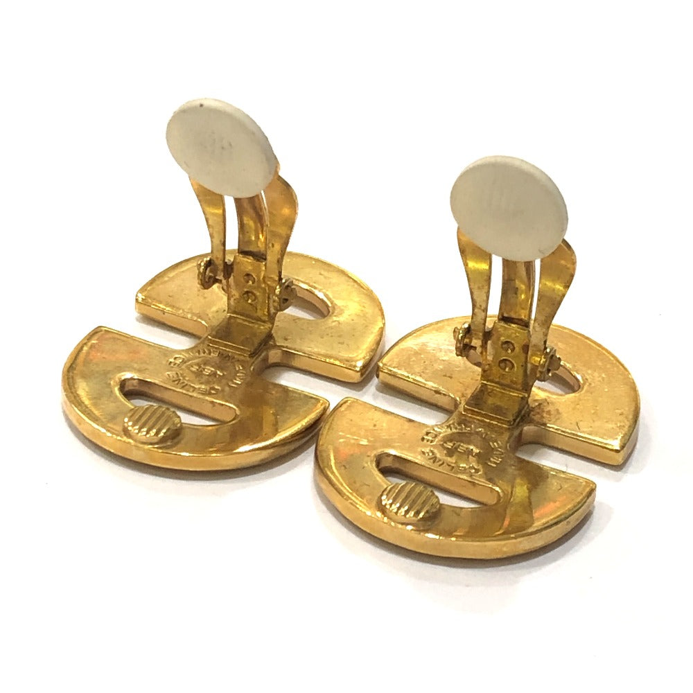 CELINE Vintage Logo Accessories Fashion Jewelry Clip-on Earrings Metal Women's Gold