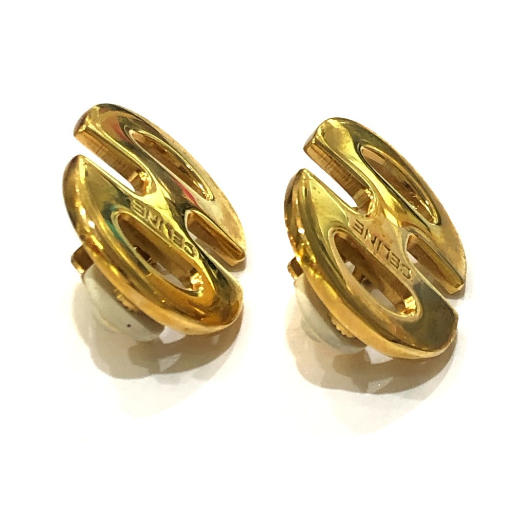 CELINE Vintage Logo Accessories Fashion Jewelry Clip-on Earrings Metal Women's Gold