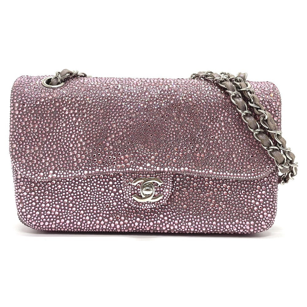CHANEL Las Vegas Bellagio Exclusive CC Coco Mark Swarovski Double Chain Shoulder Bag Swarovski Women's Pink