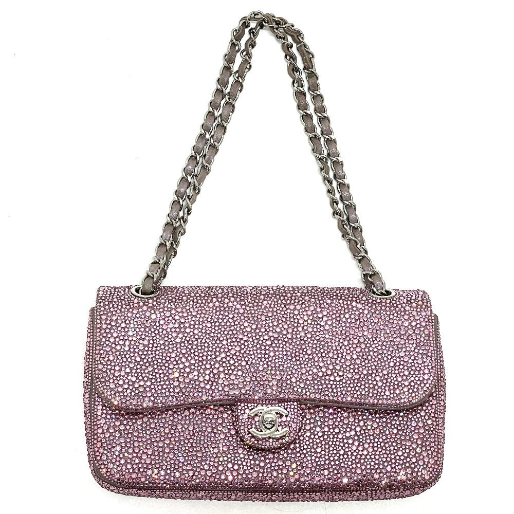 CHANEL Las Vegas Bellagio Exclusive CC Coco Mark Swarovski Double Chain Shoulder Bag Swarovski Women's Pink