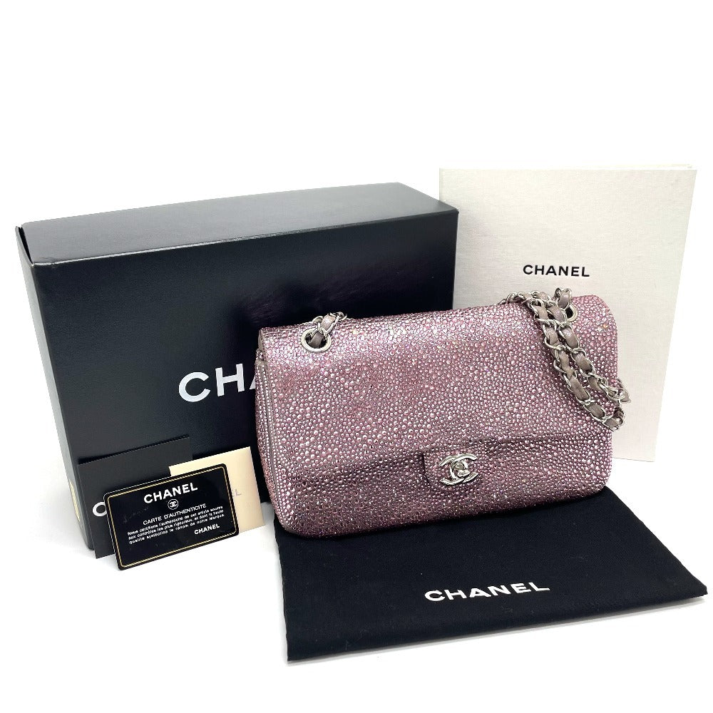 CHANEL Las Vegas Bellagio Exclusive CC Coco Mark Swarovski Double Chain Shoulder Bag Swarovski Women's Pink
