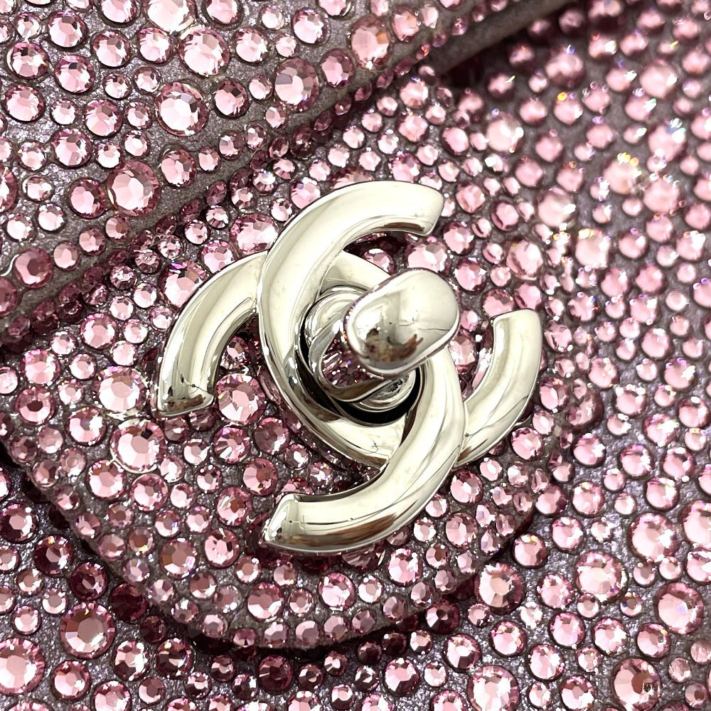 CHANEL Las Vegas Bellagio Exclusive CC Coco Mark Swarovski Double Chain Shoulder Bag Swarovski Women's Pink