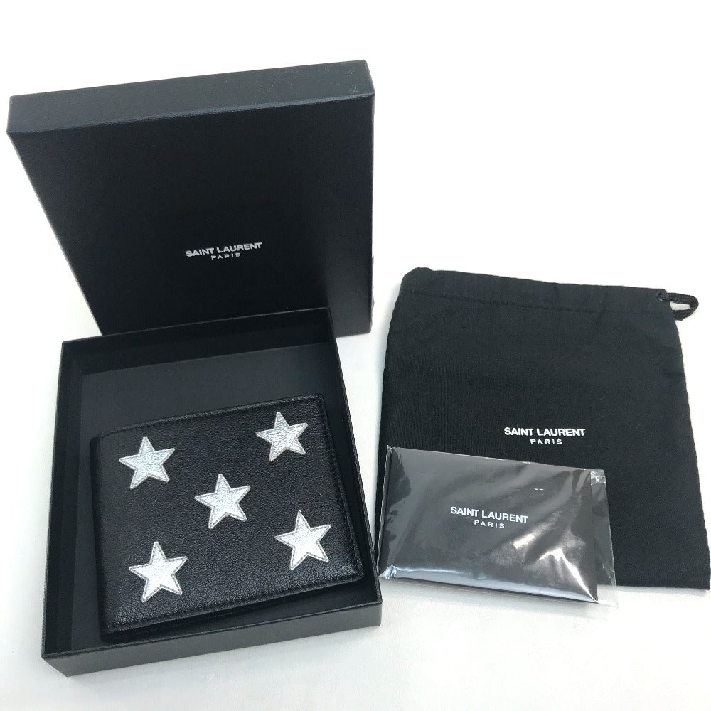 SAINT LAURENT PARIS 361320 スター パッチワーク レザー メンズ ブラック ブラック×シルバー