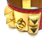 HERMES Collier de Chien Bangle Bracelet, Leather, Women's, Bougainvillea, Red with Gold Hardware