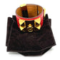 HERMES Collier de Chien Bangle Bracelet, Leather, Women's, Bougainvillea, Red with Gold Hardware
