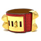 HERMES Collier de Chien Bangle Bracelet, Leather, Women's, Bougainvillea, Red with Gold Hardware