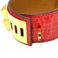 HERMES Collier de Chien Bangle Bracelet, Leather, Women's, Bougainvillea, Red with Gold Hardware
