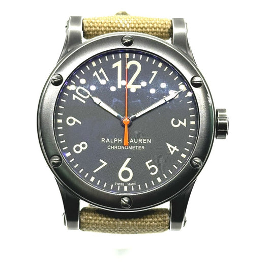 RALPH LAUREN RLR0220900 スポーティング サファリRL67 クロノメーター 腕時計 SS メンズ ブラック/カーキベルト