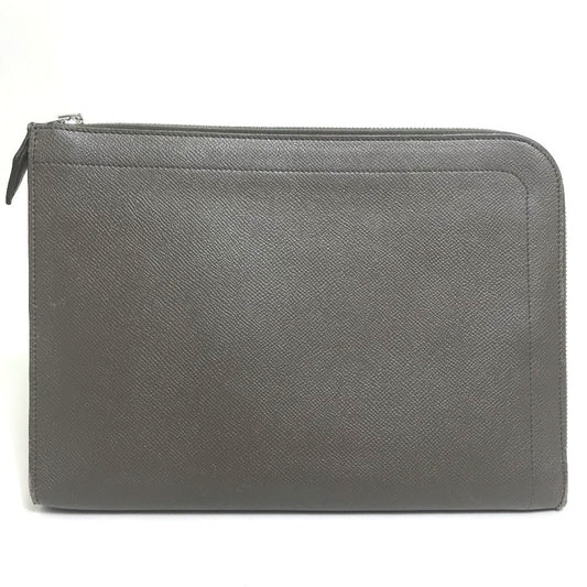 HERMES L字ファスナー ジップコンピューター カバン セカンドバッグ クラッチバッグ エプソン ユニセックス エトゥープ グレー系