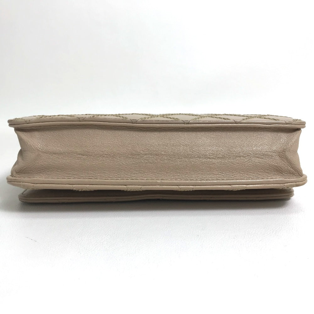 CHANEL CC Coco Mark Matelasse Design Chain Wallet Shoulder Bag Long Wallet Women's Beige Lambskin