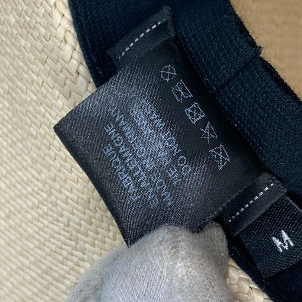 CHANEL CC Coco Mark Grosgrain Ribbon 19V Straw Hat, Women's, Beige