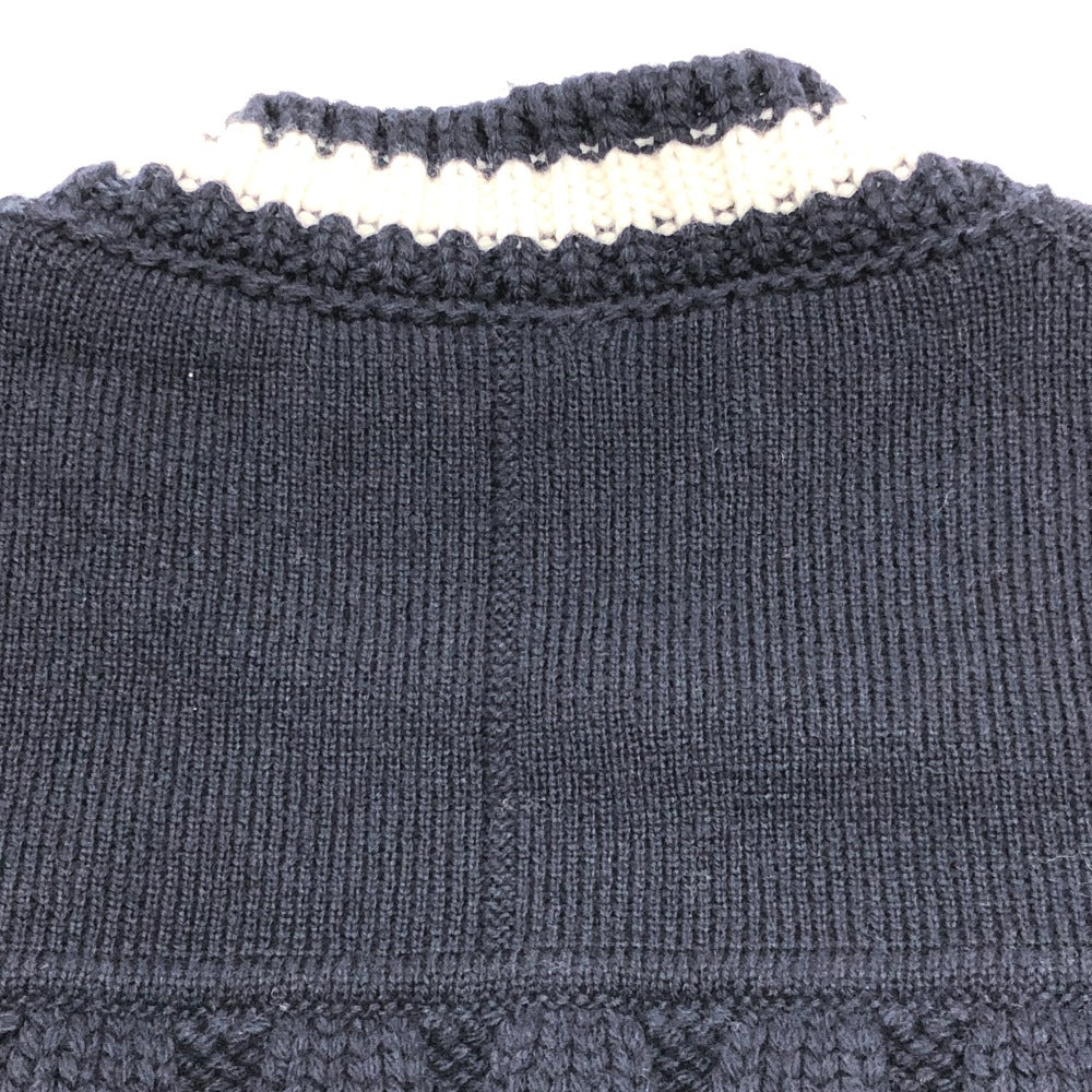Dior 033M630AT171 Logo Shawn Stüssy Long Sleeve Knit Sweater, Men's, Navy and White