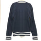 Dior 033M630AT171 Logo Shawn Stüssy Long Sleeve Knit Sweater, Men's, Navy and White