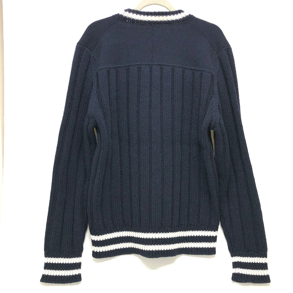 Dior 033M630AT171 Logo Shawn Stüssy Long Sleeve Knit Sweater, Men's, Navy and White