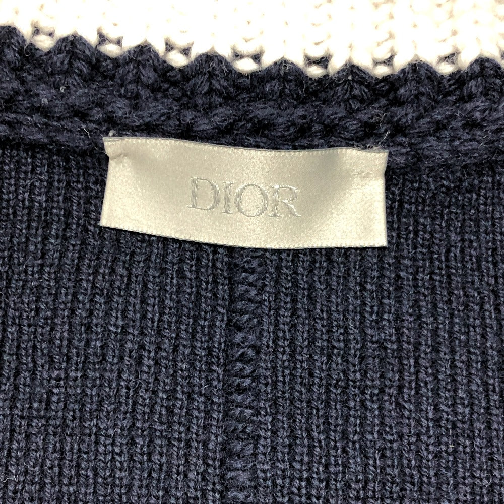 Dior 033M630AT171 Logo Shawn Stüssy Long Sleeve Knit Sweater, Men's, Navy and White