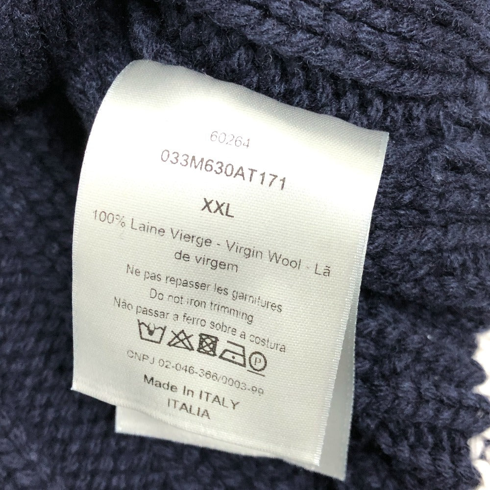 Dior 033M630AT171 Logo Shawn Stüssy Long Sleeve Knit Sweater, Men's, Navy and White