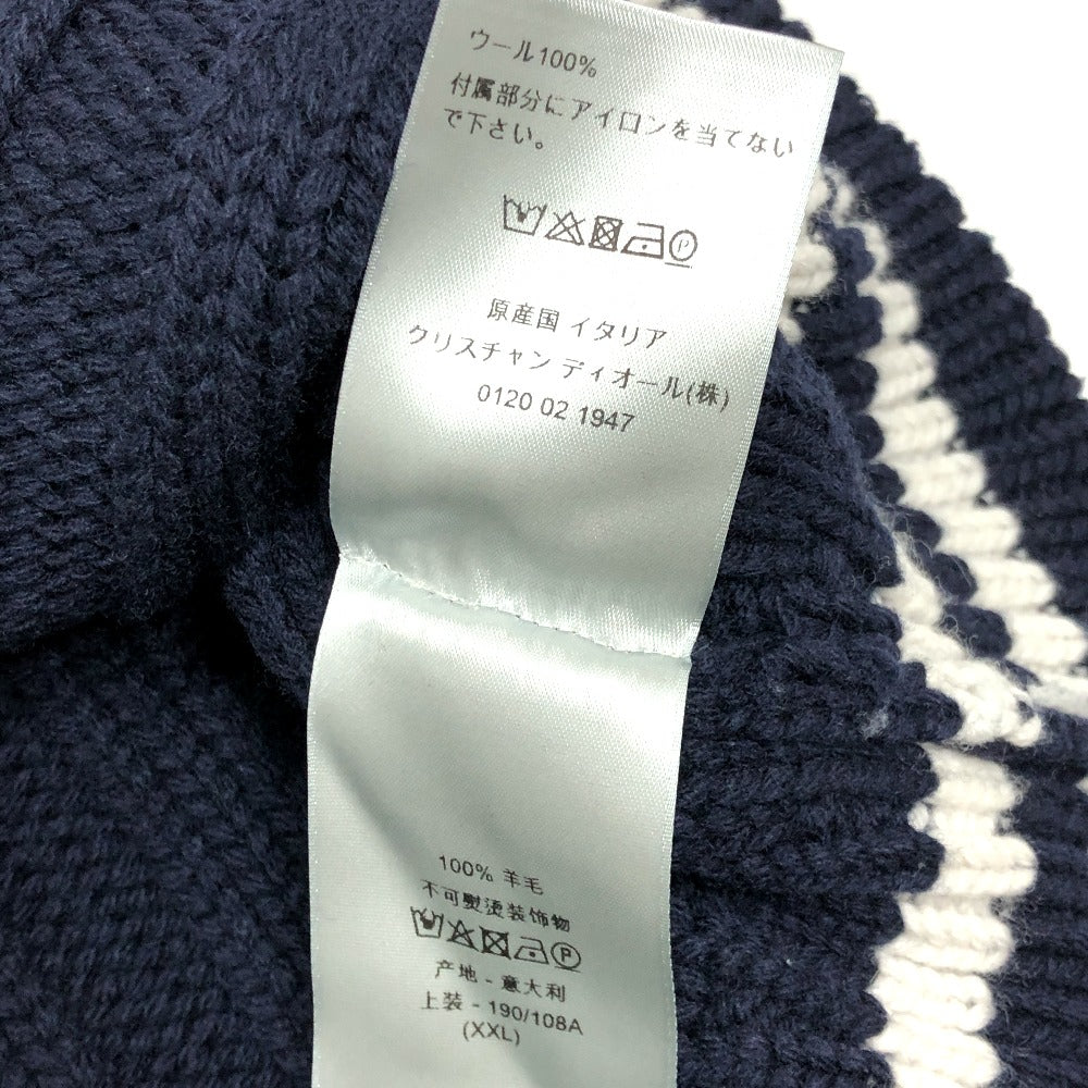 Dior 033M630AT171 Logo Shawn Stüssy Long Sleeve Knit Sweater, Men's, Navy and White