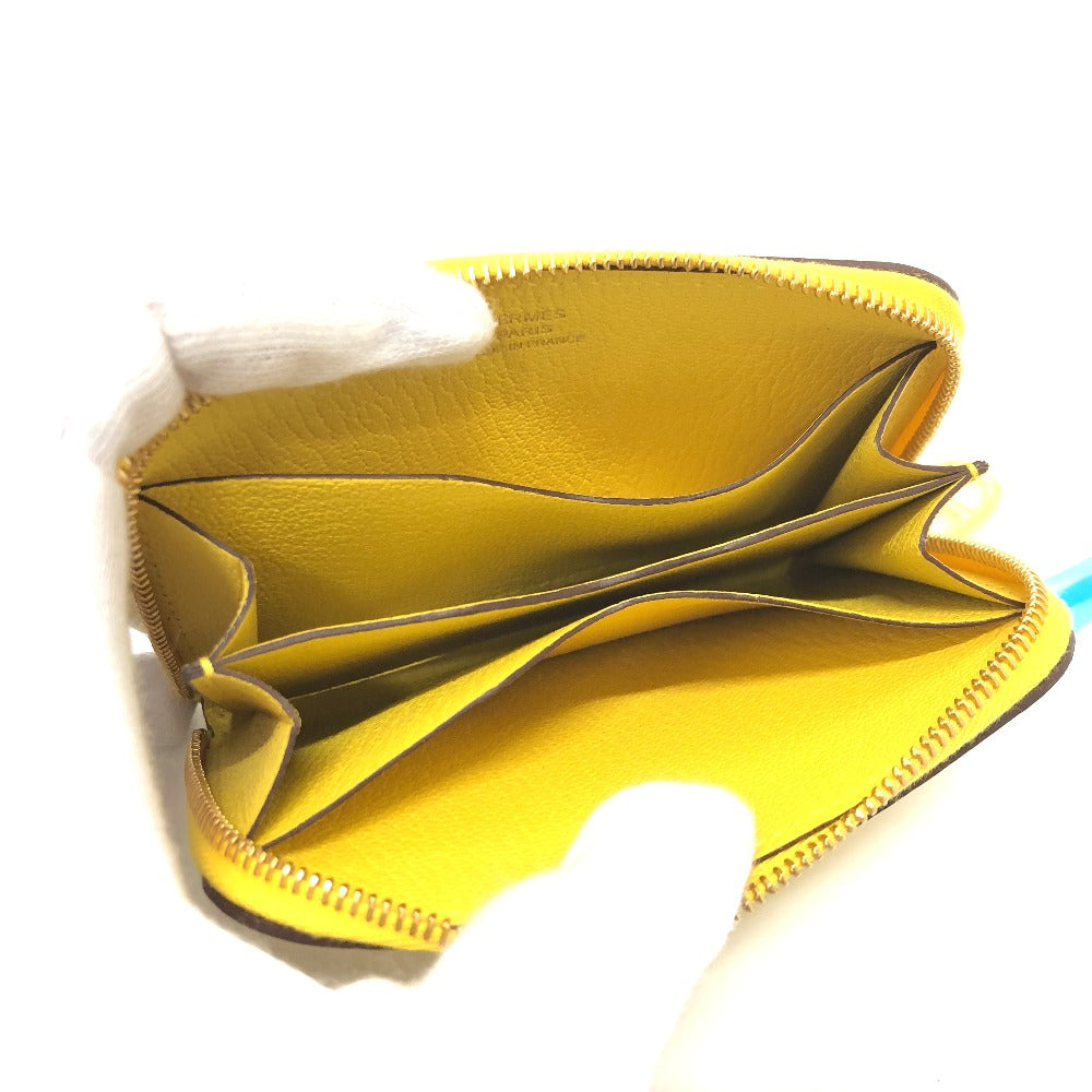 HERMES Chaine d'Ancre Zip Ango IC Case, Pass Case, Wallet, Card Case, Evercolor, Unisex, Yellow