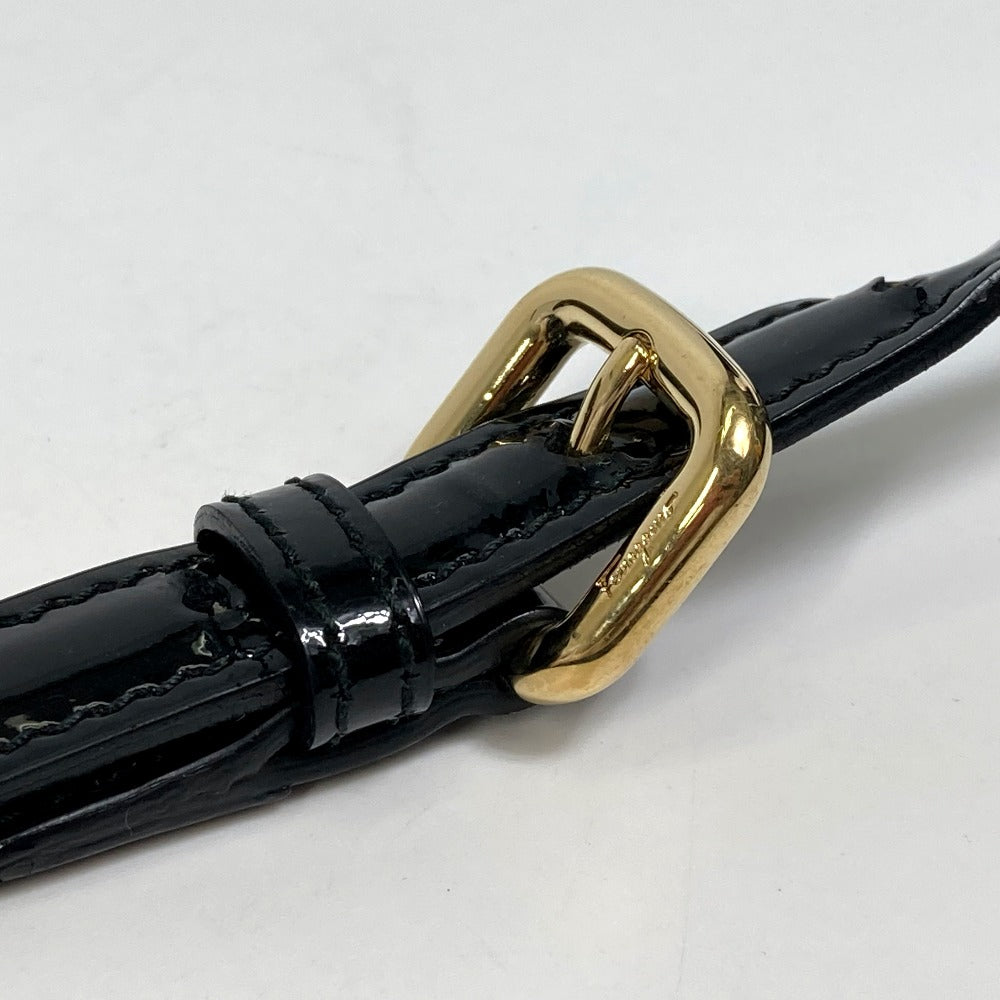 Salvatore Ferragamo EE-21-E196 Vara Patent Leather Crossbody Flat Bag Shoulder Bag in Black