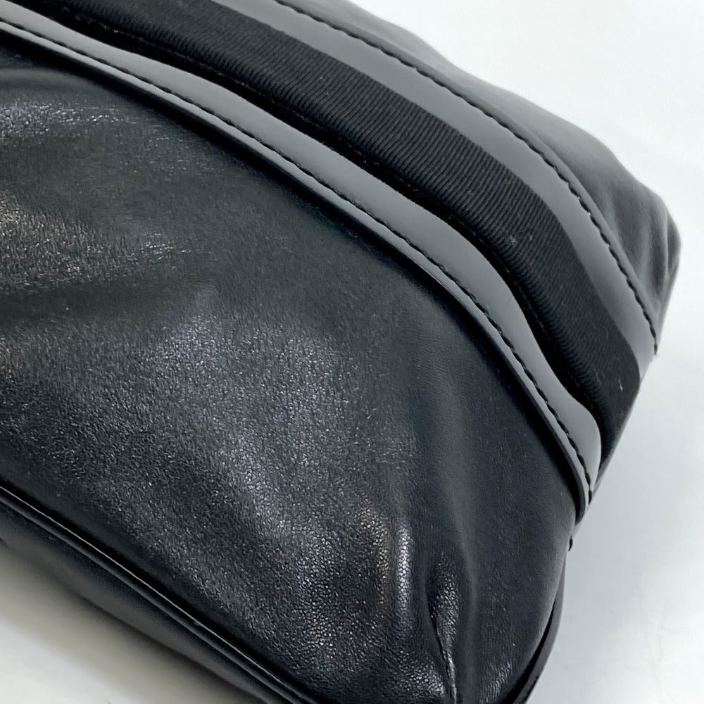 Salvatore Ferragamo EE-21-E196 Vara Patent Leather Crossbody Flat Bag Shoulder Bag in Black