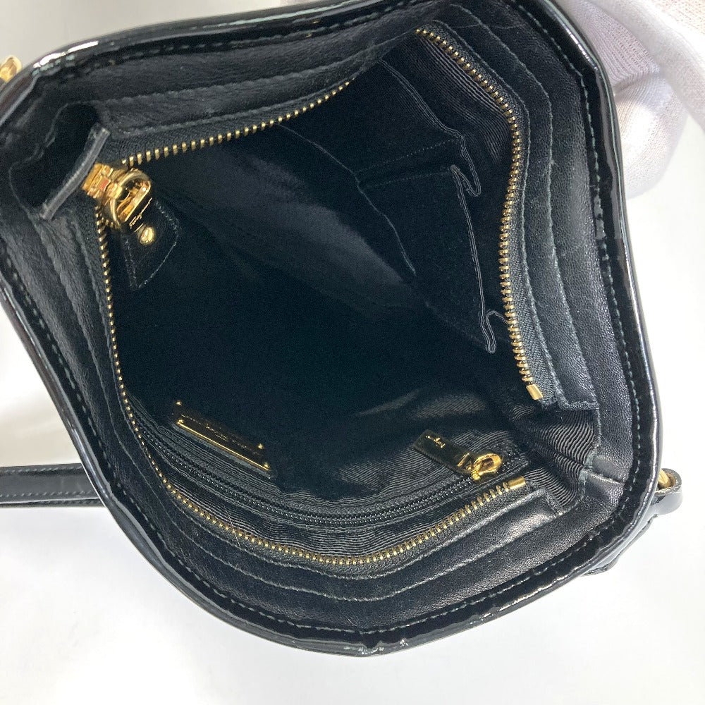 Salvatore Ferragamo EE-21-E196 Vara Patent Leather Crossbody Flat Bag Shoulder Bag in Black