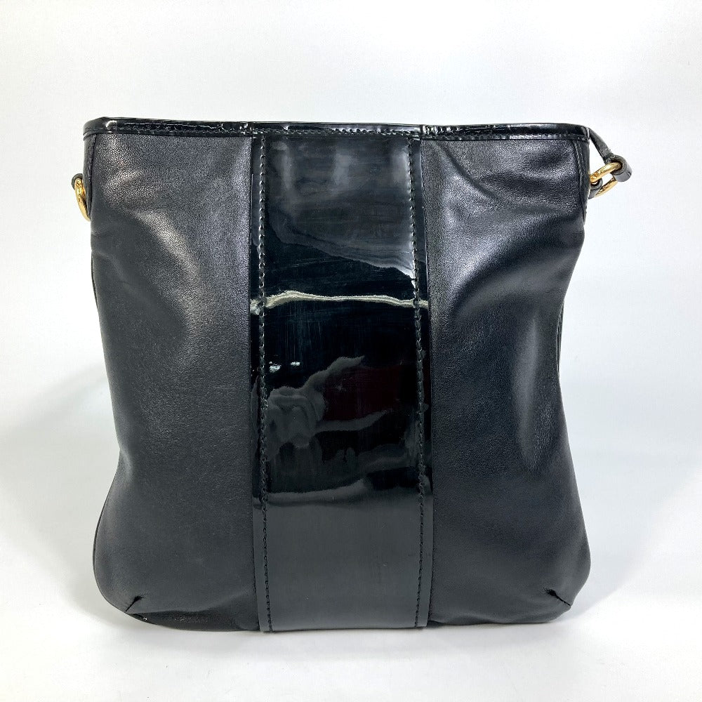 Salvatore Ferragamo EE-21-E196 Vara Patent Leather Crossbody Flat Bag Shoulder Bag in Black