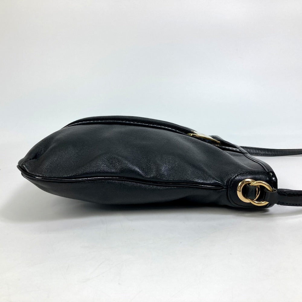 Salvatore Ferragamo EE-21-E196 Vara Patent Leather Crossbody Flat Bag Shoulder Bag in Black
