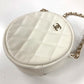 CHANEL CC Coco Mark Pochette Matelasse Quilted Round Chain Bag, Crossbody Shoulder Bag, Caviar Skin, White