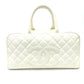 CHANEL CC Coco Mark Boston Bag, Quilted Matelasse Handbag, Caviar Skin, Women's, White