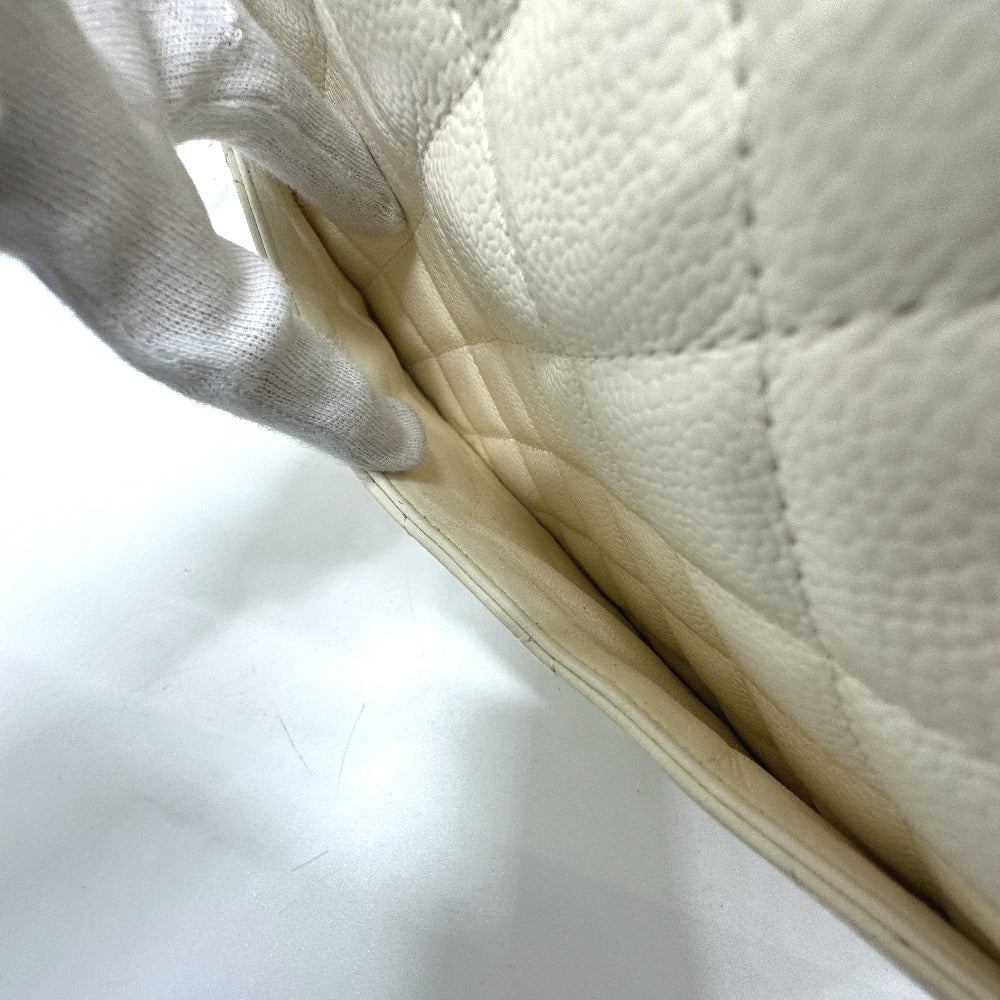 CHANEL CC Coco Mark Boston Bag, Quilted Matelasse Handbag, Caviar Skin, Women's, White