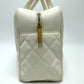 CHANEL CC Coco Mark Boston Bag, Quilted Matelasse Handbag, Caviar Skin, Women's, White