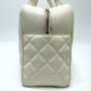 CHANEL CC Coco Mark Boston Bag, Quilted Matelasse Handbag, Caviar Skin, Women's, White