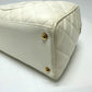 CHANEL CC Coco Mark Boston Bag, Quilted Matelasse Handbag, Caviar Skin, Women's, White